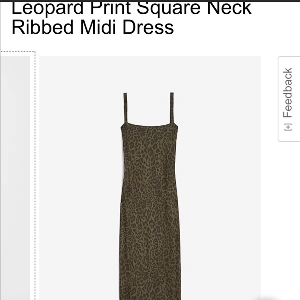 EXPRESS - NWOT WOMEN’S LEOPARD PRINT SQUARE NECK RIBBED MIDI DRESS - SIZE XS - Picture 4 of 9